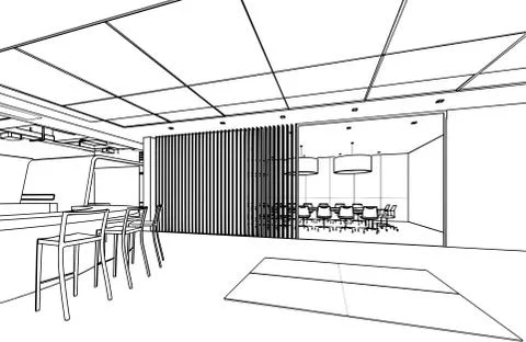 Outline sketch of a interior Stock Illustration