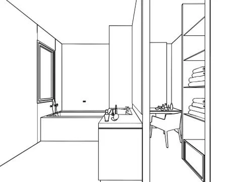 Outline sketch of a interior Stock Illustration