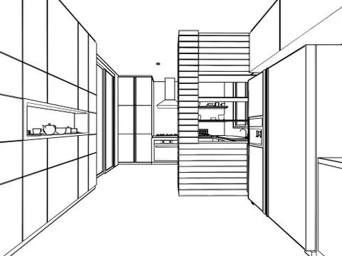 Outline sketch of a interior Stock Illustration