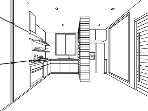 Outline sketch of a interior Stock Illustration