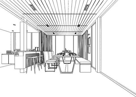 Outline sketch of a interior Stock Illustration