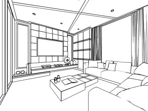 Outline sketch of a interior Stock Illustration