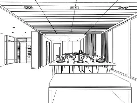 Outline sketch of a interior Stock Illustration
