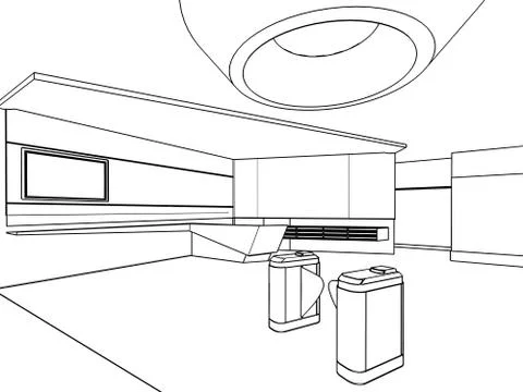 Outline sketch of a interior Stock Illustration