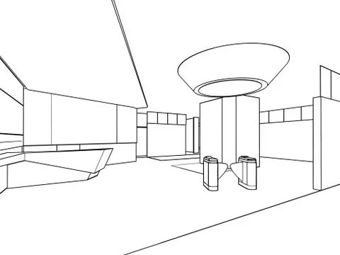 Outline sketch of a interior Stock Illustration