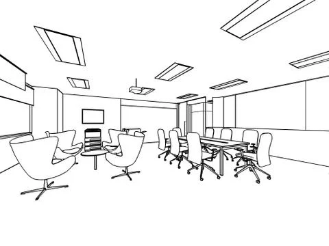 Outline sketch of a interior Stock Illustration