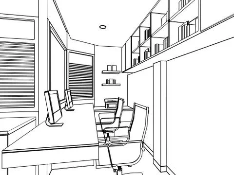 Outline sketch of a interior Stock Illustration