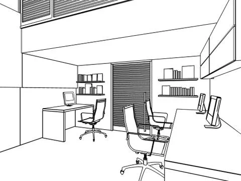 Outline sketch of a interior Stock Illustration