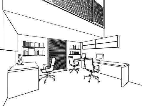 Outline sketch of a interior Stock Illustration