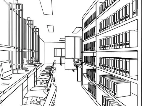 Outline sketch of a interior Stock Illustration
