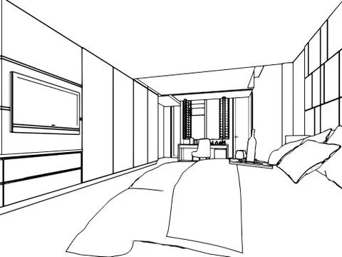 Outline sketch of a interior Stock Illustration
