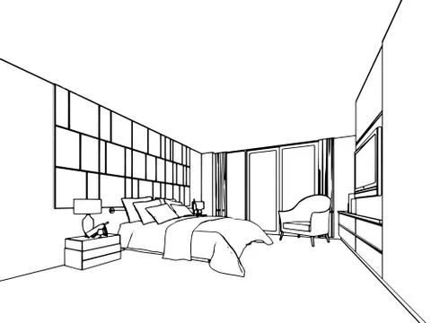 Outline sketch of a interior Stock Illustration