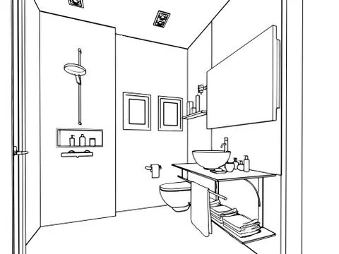 Outline sketch of a interior Stock Illustration