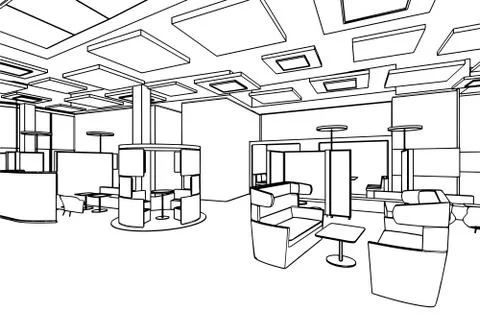 Outline sketch of a interior Stock Illustration