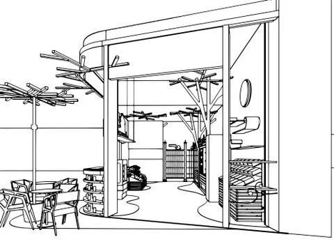 Outline sketch of a interior Stock Illustration