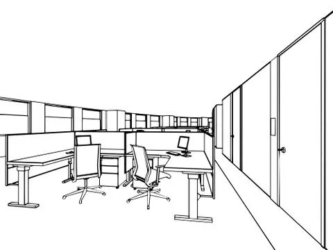 Outline sketch of a interior Stock Illustration