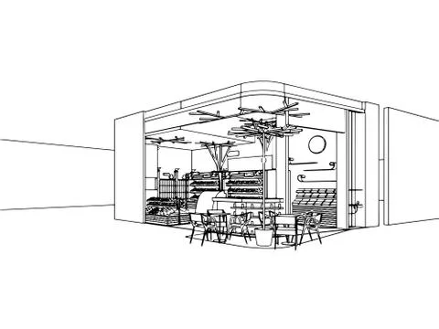 Outline sketch of a interior Stock Illustration