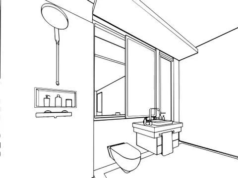 Outline sketch of a interior Stock Illustration