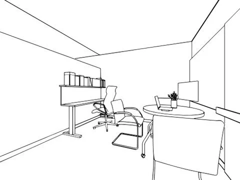 Outline sketch of a interior Stock Illustration