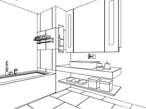 Outline sketch of a interior Stock Illustration