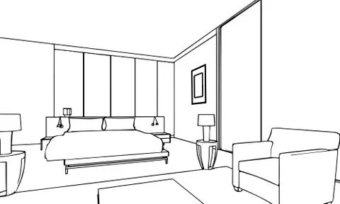 Outline sketch of a interior Stock Illustration