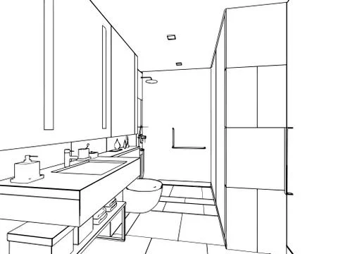 Outline sketch of a interior Stock Illustration