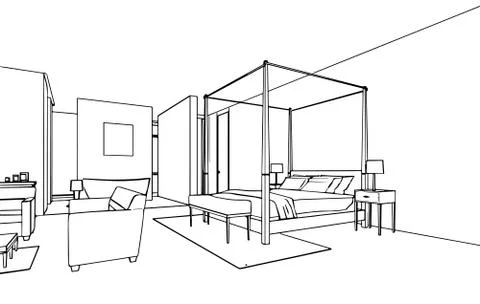 Outline sketch of a interior Stock Illustration