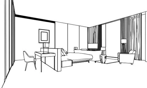 Outline sketch of a interior Stock Illustration