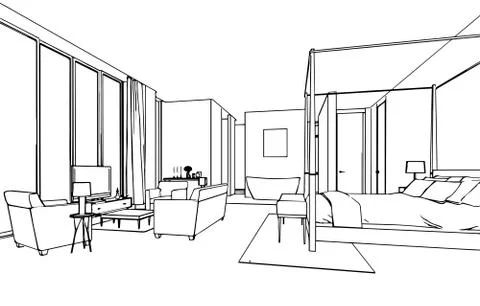 Outline sketch of a interior Stock Illustration