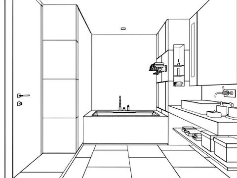 Outline sketch of a interior Stock Illustration