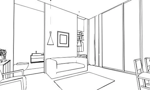Outline sketch of a interior Stock Illustration