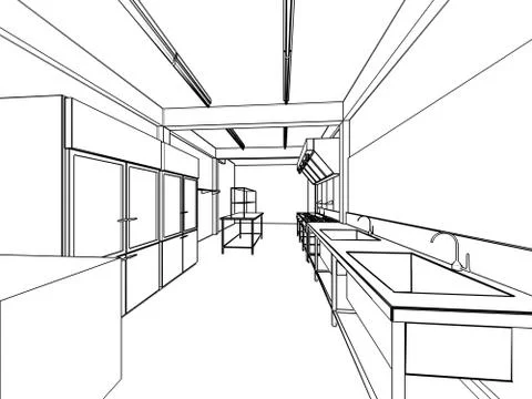 Outline sketch of a interior Stock Illustration