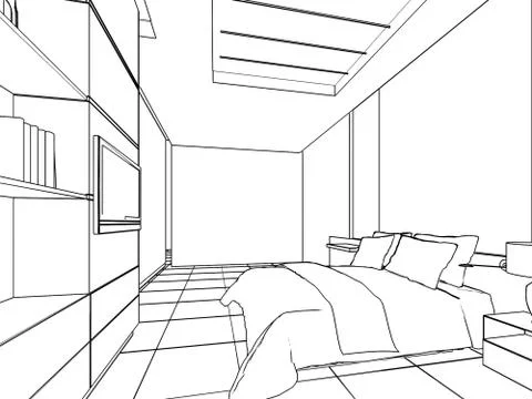 Outline sketch of a interior Stock Illustration