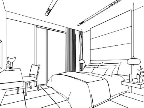 Outline sketch of a interior Stock Illustration