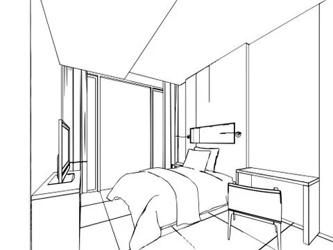 Outline sketch of a interior Stock Illustration