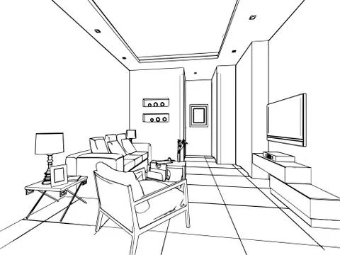 Outline sketch of a interior Stock Illustration
