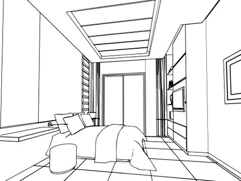 Outline sketch of a interior Stock Illustration