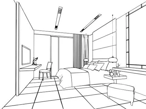 Outline sketch of a interior Stock Illustration