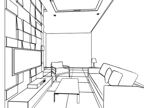 Outline sketch of a interior Stock Illustration