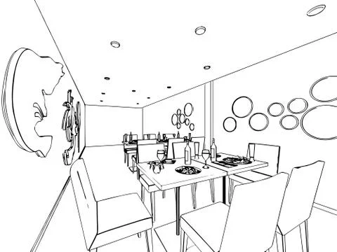 Outline sketch of a interior Stock Illustration
