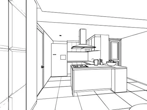 Outline sketch of a interior Stock Illustration