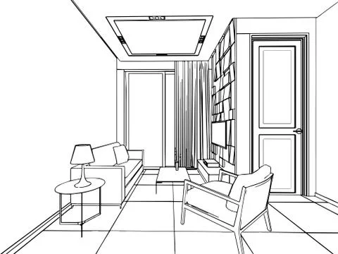 Outline sketch of a interior Stock Illustration