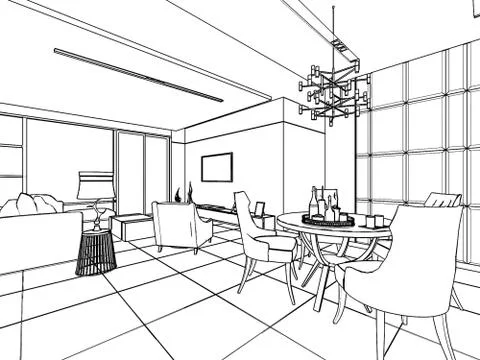 Outline sketch of a interior Stock Illustration