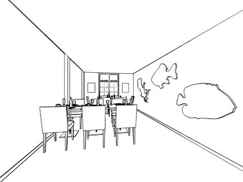 Outline sketch of a interior Stock Illustration