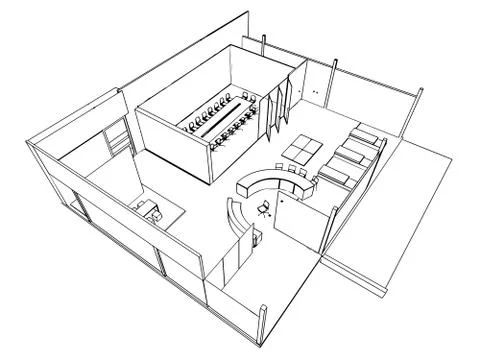 Outline sketch of a interior Stock Illustration