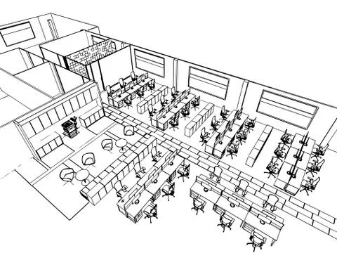 Outline sketch of a interior Stock Illustration