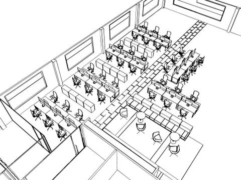 Outline sketch of a interior Stock Illustration