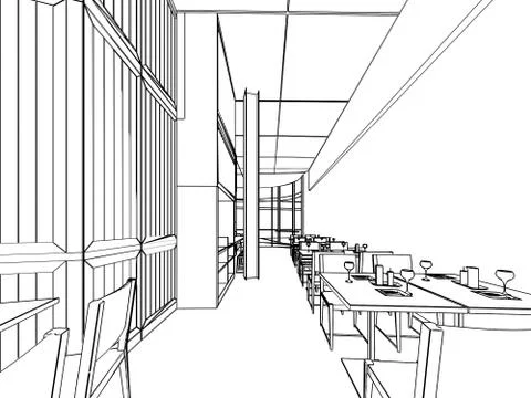 Outline sketch of a interior Stock Illustration