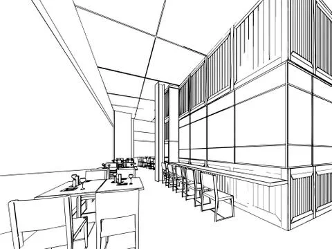 Outline sketch of a interior Stock Illustration