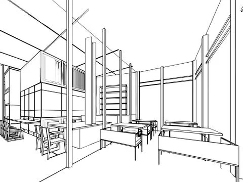 Outline sketch of a interior Stock Illustration
